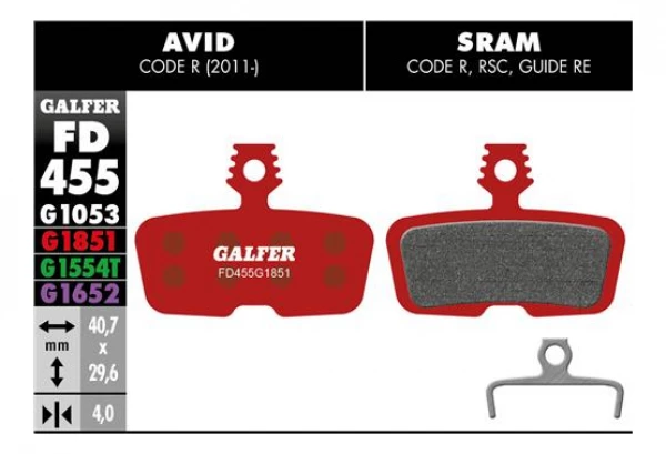Paire De Plaquettes Galfer Semi-métalliques Sram Code R RSC Guide RE / Avid Code R (2011..) Advanced 4 Paire De Plaquettes Galfer Semi-métalliques Sram Code R RSC Guide RE / Avid Code R (2011..) Advanced – Image 2