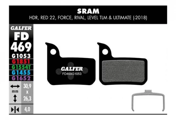 Paire De Plaquettes Galfer Semi-métalliques Sram HDR Red 22 Force Rival Level Level TLM/Ultimate Standard 4 Paire De Plaquettes Galfer Semi-métalliques Sram HDR Red 22 Force Rival Level Level TLM/Ultimate Standard – Image 2