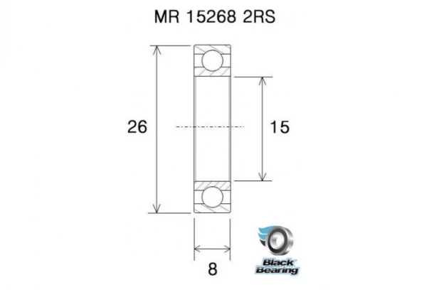 Black-bearing Roulement Black Bearing MR 15268 2RS 15 X 26 X 8 Mm 4 Black-bearing Roulement Black Bearing MR 15268 2RS 15 X 26 X 8 Mm – Image 2